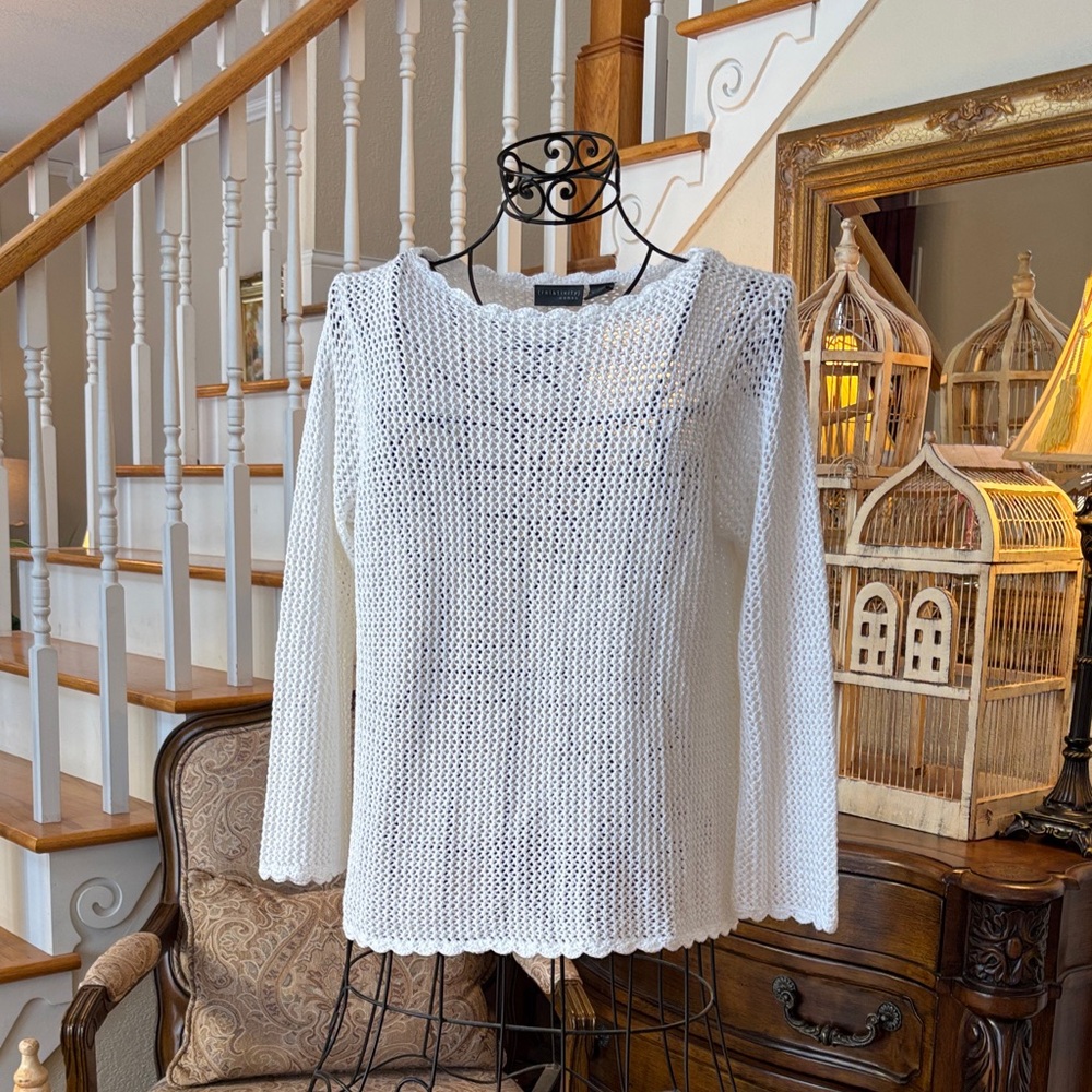 Relativity White Crochet Sweater~Sz‎ 1X